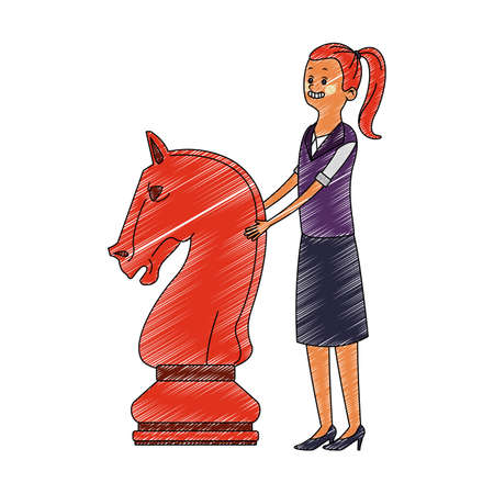 Woman with chess piece vector illustration graphic designのイラスト素材