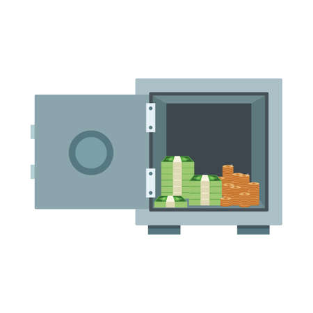 Money inside strongbox isolated vector illustration graphic designのイラスト素材
