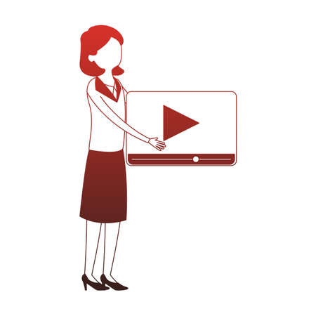 Woman with video symbol vector illustration graphic designのイラスト素材