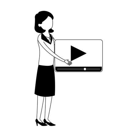 Woman with video symbol vector illustration graphic designのイラスト素材