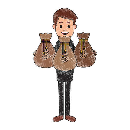 Businessman with money bags cartoon vector illustration graphic designのイラスト素材