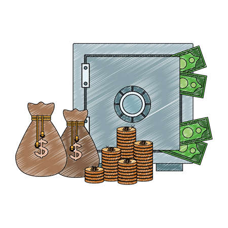 Money inside strongbox isolated vector illustration graphic designのイラスト素材