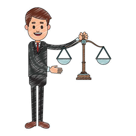 Businessman with justice balance cartoon vector illustration graphic designのイラスト素材
