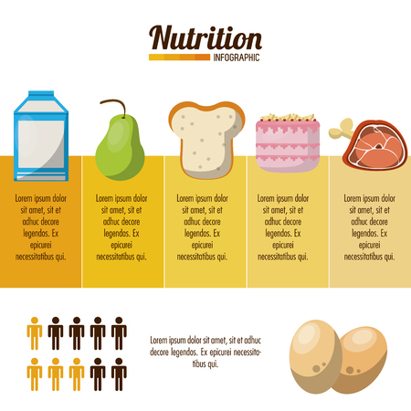 Nutrition and food infographic with statistics and elements vector illustration graphic designのイラスト素材