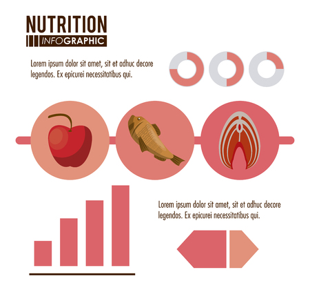 Nutrition and food infographic with statistics and elements vector illustration graphic designのイラスト素材