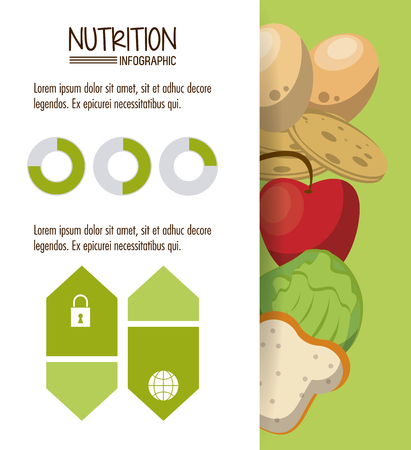 Nutrition and food infographic with statistics and elements vector illustration graphic designのイラスト素材