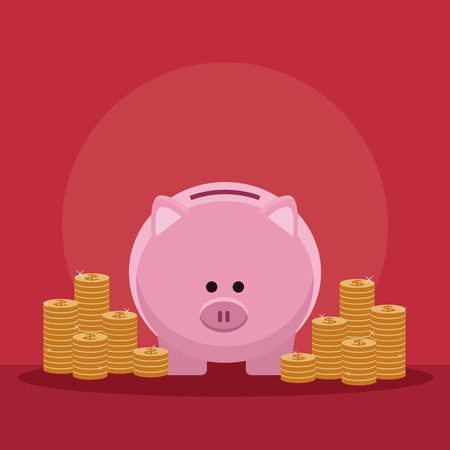 Money savings and investment piggy with coins vector illustration graphic designのイラスト素材