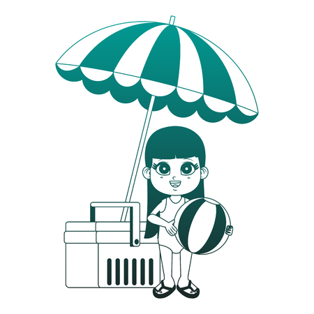 Girl with ball and umbrella vector illustration graphic designのイラスト素材