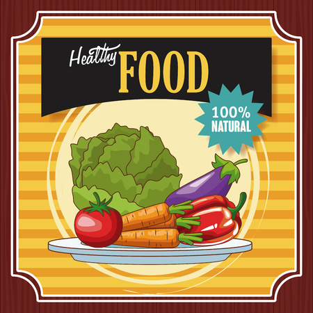 Healthy food vintage poster cartoons vector illustration graphic designのイラスト素材