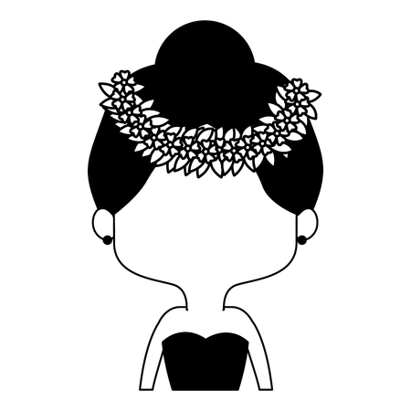 Beautiful midget woman with flowers headband cartoon vector illustration graphic designのイラスト素材