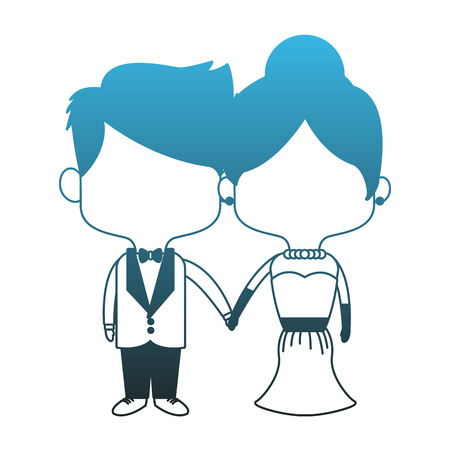 Groom and bride midgets cartoon vector illustration graphic designのイラスト素材
