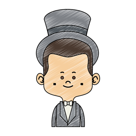 Groom midget with vintage hat cartoon vector illustration graphic designのイラスト素材