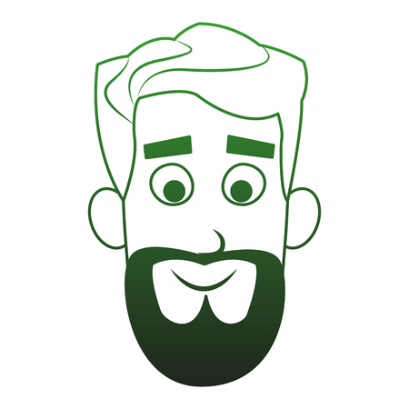 Young man face with beard cartoon vector illustration graphic designのイラスト素材