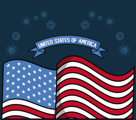USA emblem with flag and ribbon banner vector illustration graphic designのイラスト素材