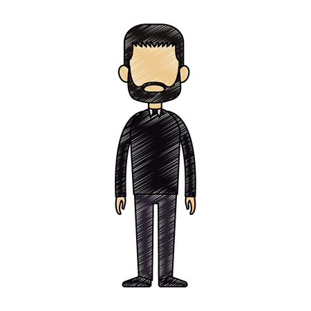 Young man avatar with beard and casual clothes vector illustration graphic designのイラスト素材