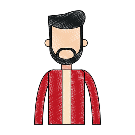Young man avatar with beard and casual clothes vector illustration graphic designのイラスト素材