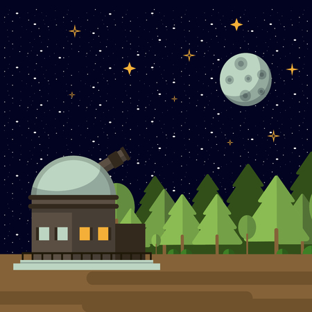 Spaceship base with big telescope on planet vector illustration graphic designのイラスト素材