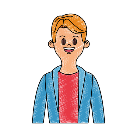 Young man cartoon profile vector illustration graphic designのイラスト素材