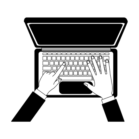 Hands using laptop cartoon vector illustration graphic designのイラスト素材