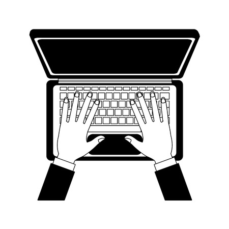 Hands using laptop cartoon vector illustration graphic designのイラスト素材