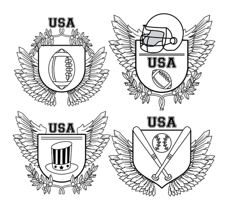 Set of USA emblem collection vector illustration graphic design vector illustration graphic designのイラスト素材