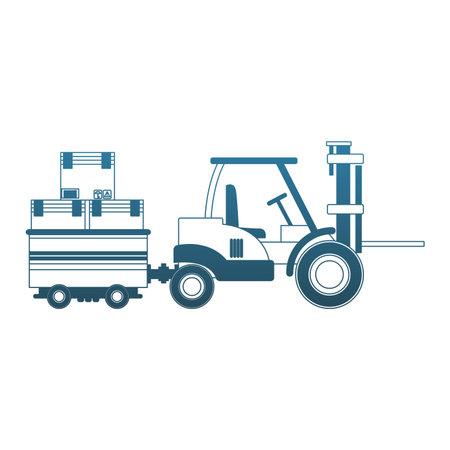 Forklift carrying cart with boxes vector illustration graphic designのイラスト素材