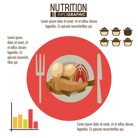 Nutrition and food infographic with statistics and elements vector illustrationのイラスト素材