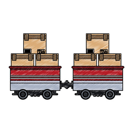 Boxes in carry carts vector illustration graphic designのイラスト素材