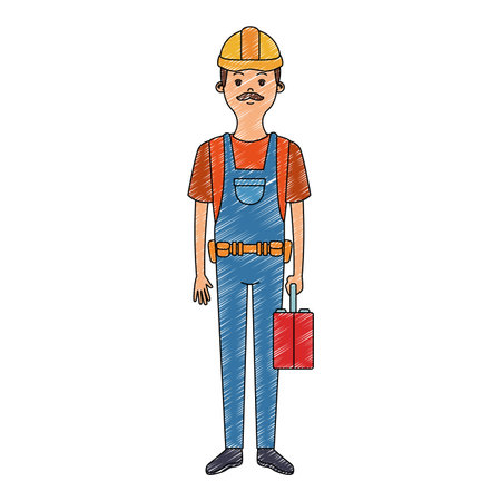Construction worker cartoon vector illustration graphic designのイラスト素材
