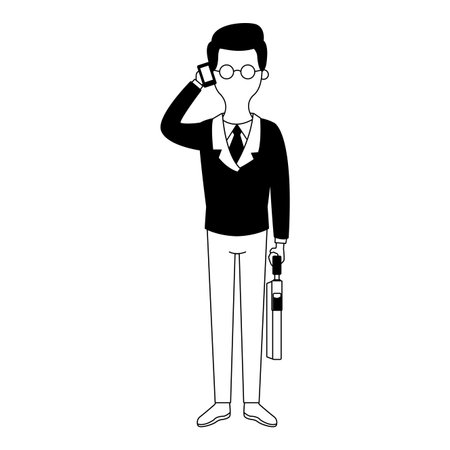 Young businessman profile vector illustration graphic designのイラスト素材