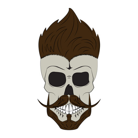 Vintage skull barbershop with mustache vector illustration graphic designのイラスト素材