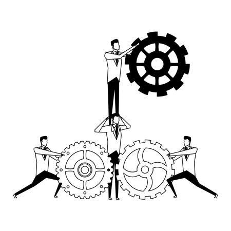 Businessmens working and holding with gears vector illustration graphic designのイラスト素材
