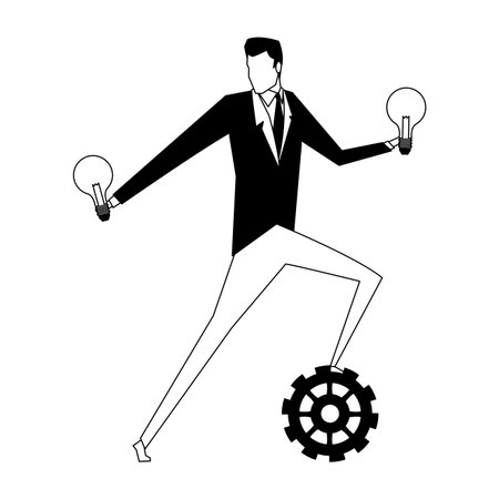 Businessmens with gears on stairs vector illustration graphic designのイラスト素材