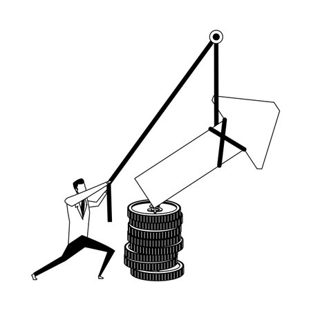 Businessman pulling arrow up with rope vector illustration graphic designのイラスト素材