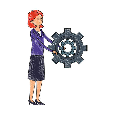 Woman with gear symbol vector illustration graphic designのイラスト素材