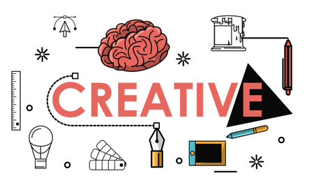 Creative colors and ideas with graphic design elements cartoons vector illustration