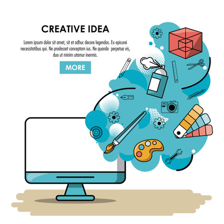 Be creative poster with information cartoons vector illustration graphic designのイラスト素材