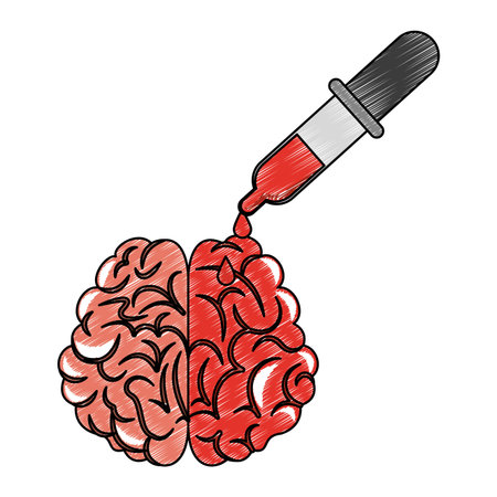 color dropper and brain vector illustration graphic designのイラスト素材