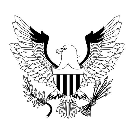 Eagle with arrows and leaves vector illustration graphic designのイラスト素材
