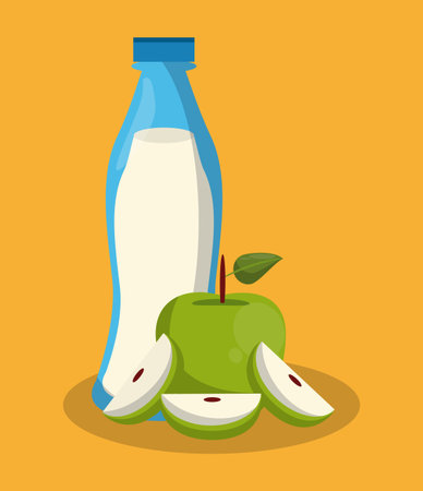 Delicious green apples juice bottle vector illustration graphic designのイラスト素材