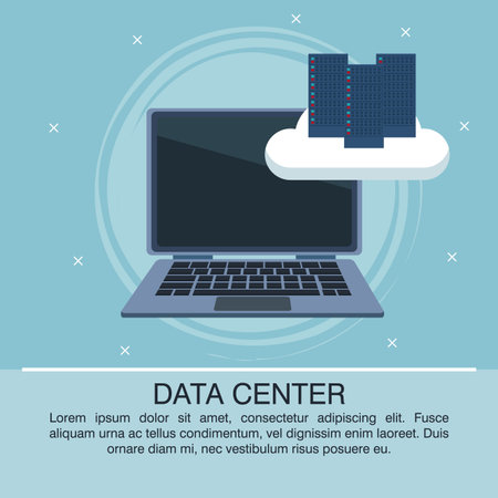 Data center poster with informaton and elements vector illustration graphic designのイラスト素材