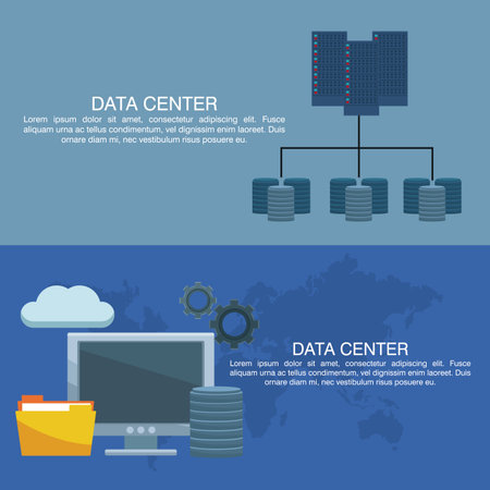 Data center poster with informaton and elements vector illustration graphic designのイラスト素材