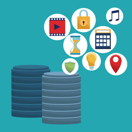 Data center set of icons and technology elements vector illustration graphic designのイラスト素材