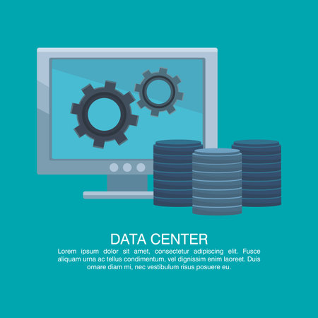 Data center poster with informaton and elements cartoons vector illustration graphic designのイラスト素材