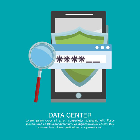 Data center poster with informaton and elements cartoons vector illustration graphic designのイラスト素材
