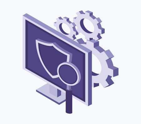 Data center technology devices and isometric elements vector illustration graphic designのイラスト素材