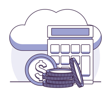 Datacenter technology devices and elements cartoons in purple and white colors vector illustration graphic designのイラスト素材
