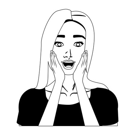 Woman surpised profile pop art cartoon vector illustration graphic designのイラスト素材