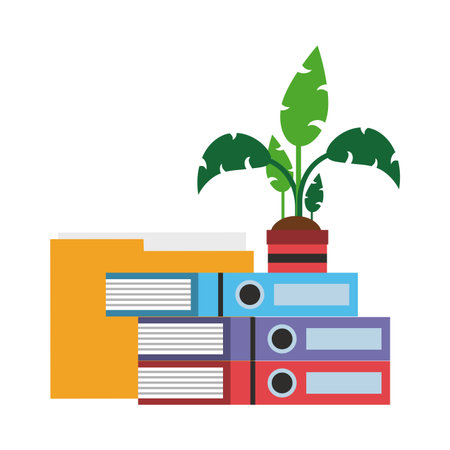 Books and plant pot with folder vector illustration graphic designのイラスト素材