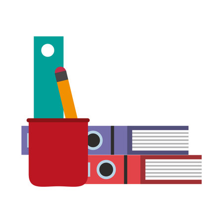 Books and cup with ruler and pencil vector illustration graphic designのイラスト素材